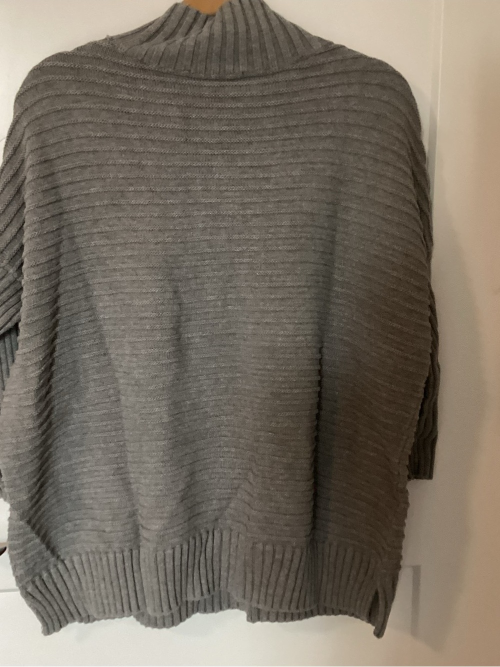 French Connection Gray Ribbed Mock Neck Sweater - Picture 3 of 3
